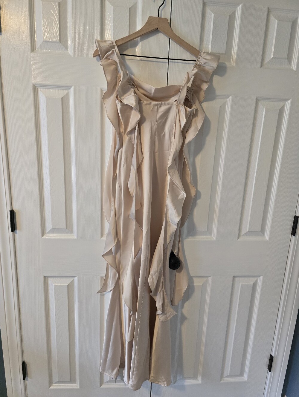 Cider Cream Ruffle Satin Dress